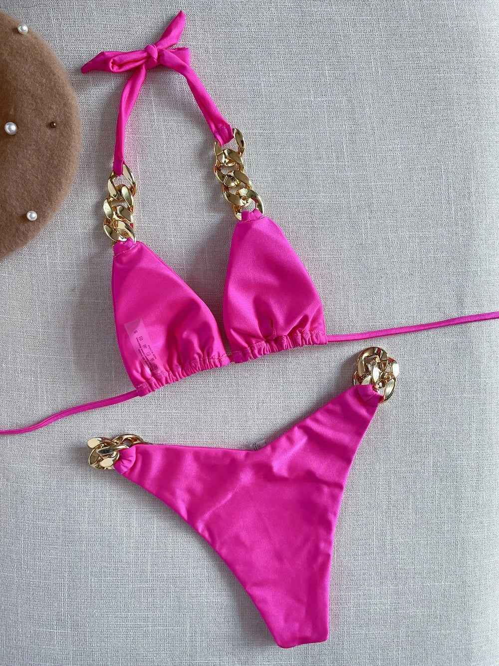 RUOTONGSEPT New Sexy Bikini 2023 Triangle Bathing Suit for Women Brazilian  Bikini Set 2-piece Halter Swimwear Push Up Swimsuit