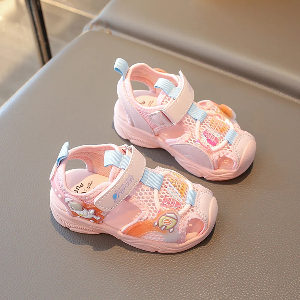 Korean Style Summer Sandals For Girls 2025 Trend Fashion Children's Sport Sandals Hollow Out Breathable Kid's Sandals
