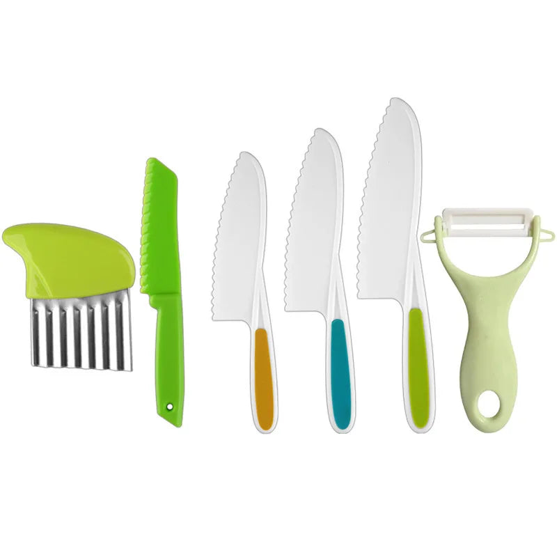 Kids Plastic Kitchen Tools Real-Toddler Safe Cutting Board Knife Set Perfect for Picnics Camping Use