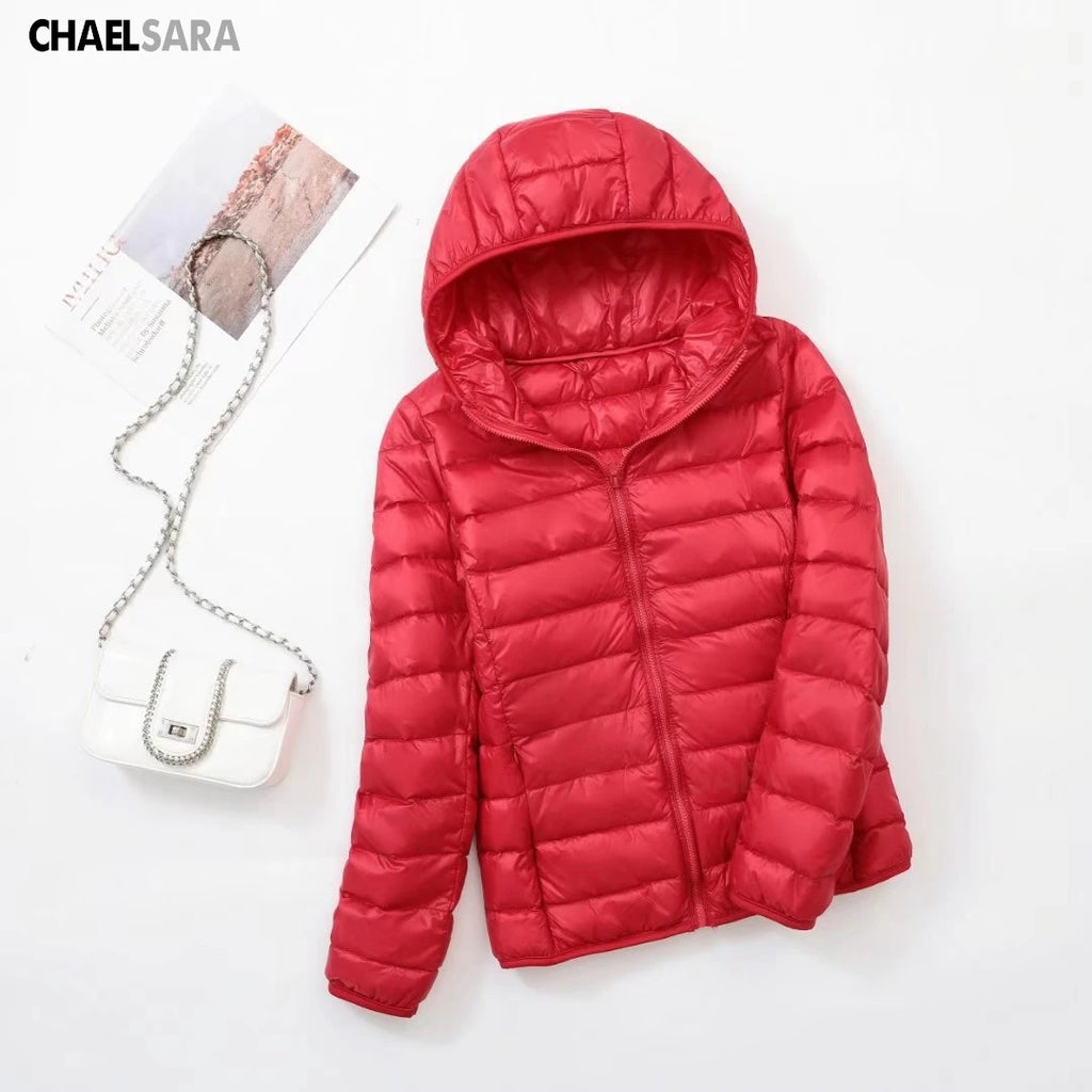 Ultra Light White Duck Down Jacket for Women, Warm Coat for Lady, Female Hooded Parka, Plus Size, 7XL, Autumn and Winter 2024