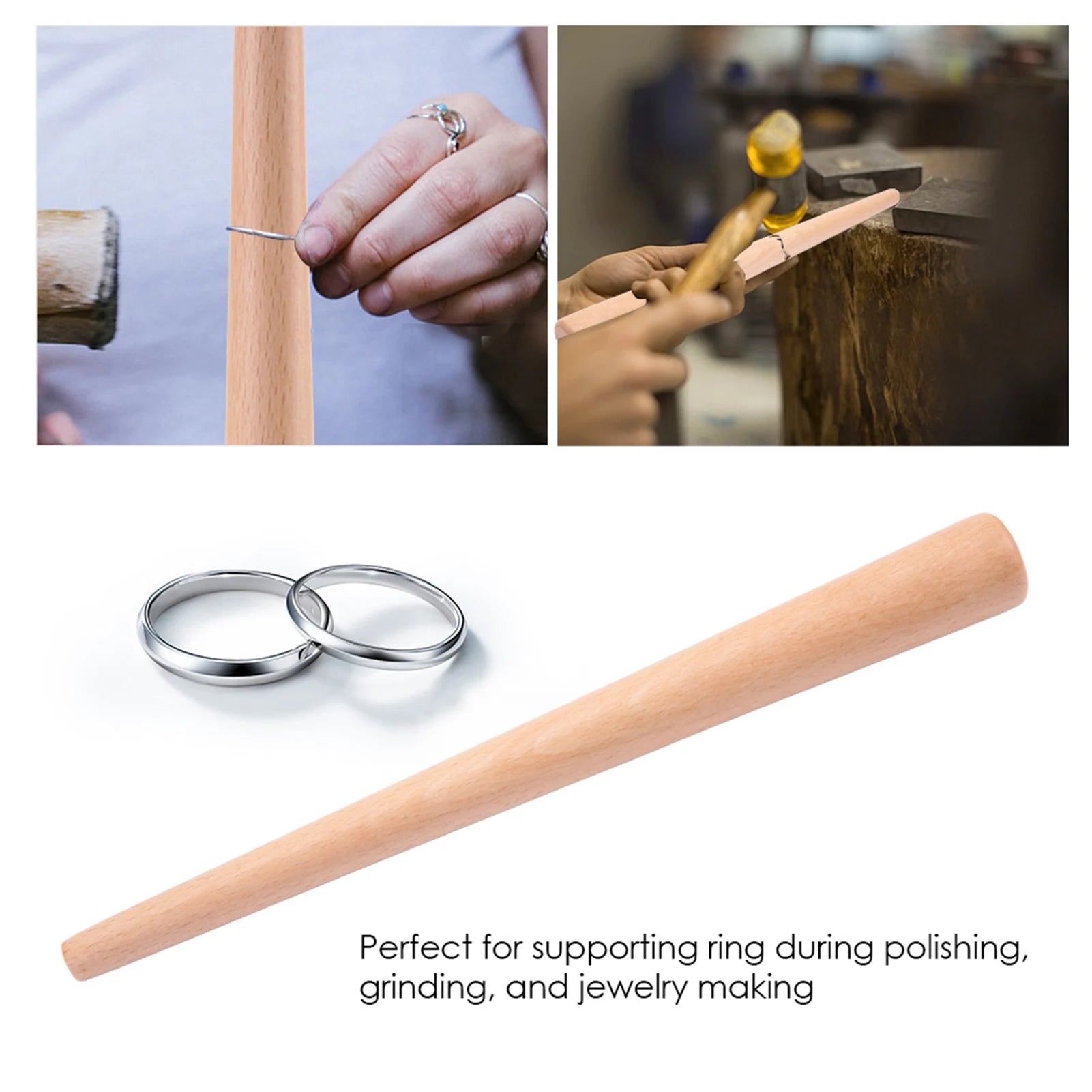 Wood Mandrel Stick Tool for Finger Ring Jewelry Making and Rings Forming Polishing for Jeweler
