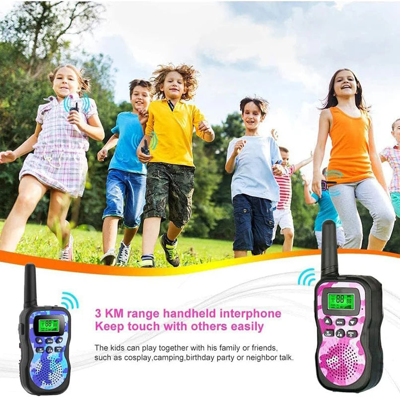 Kids Walkie Talkies 3 Pack, 3KM Long Range Two Way Radio Toy, Outdoor Birthday Gift for 3-12 Children(AAA Batteries Required）