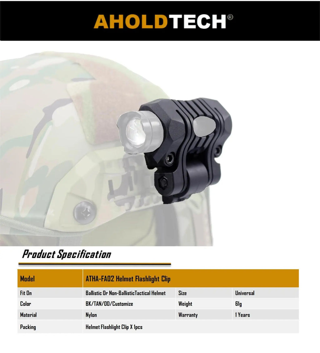 Aholdtech Tactical Bulletproof Helmet Accessories Flashlight Holder Light Clamp And NVG Mount Connector for Gopro Hero Cameras