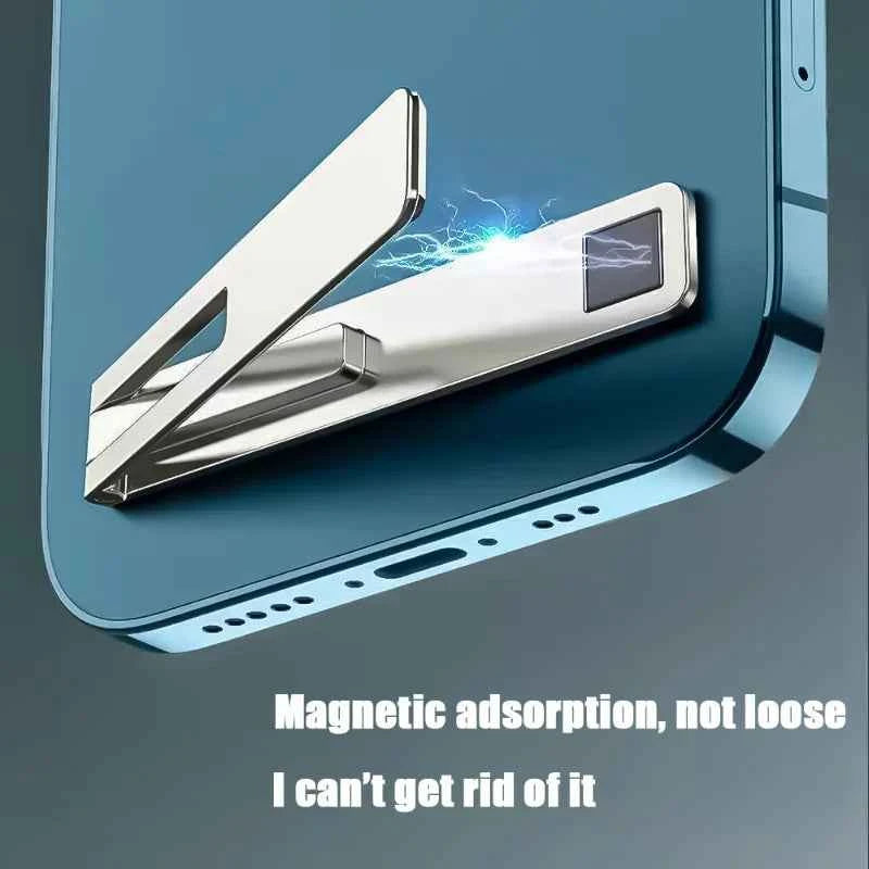 Magnetic Ultra Thin Foldable Mobile Phone Holder Bracket Metal Alloy Desktop Cell Phone Stands Universal Phone Support Kickstand