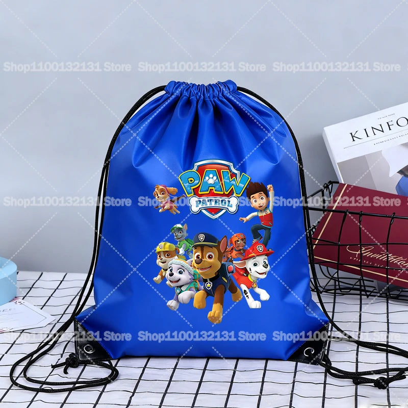 Paw Patrol Drawstring Bags Anime Chase Bundle Pockets Cartoon Portable Polyester Storage Pouches Boys Girls Shoulders Bag Gift