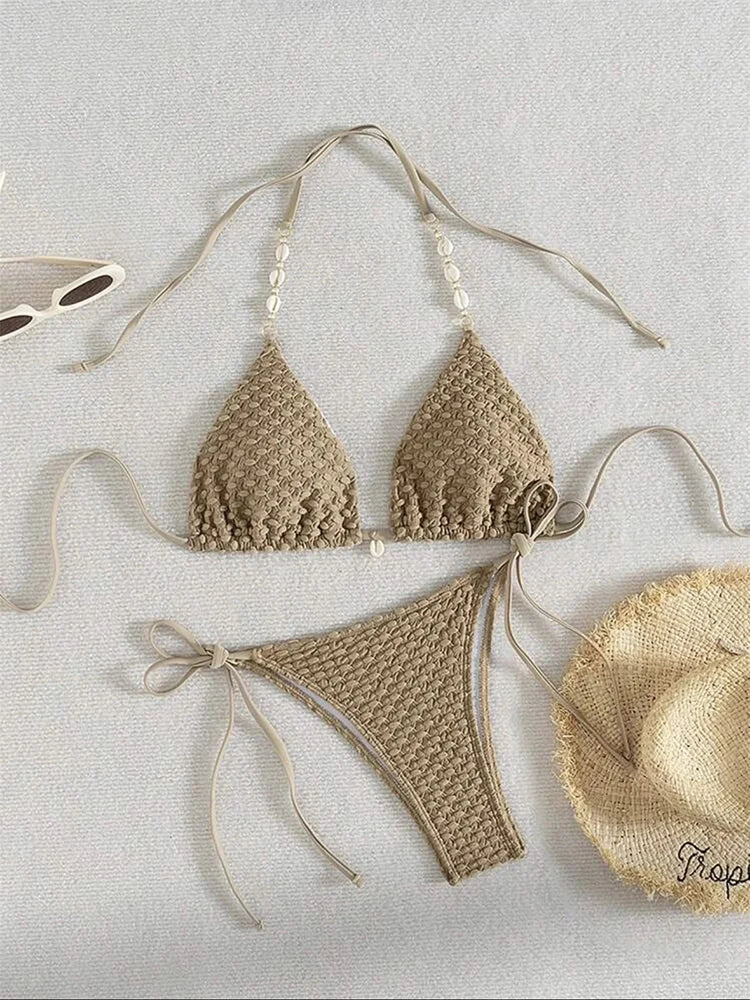 Circyy Sexy Bikini Set Women Swimsuit Two-Piece Swimwear Chic Decoration Halter Lace Up Backless Bathing 2026 Fashion Beachwear