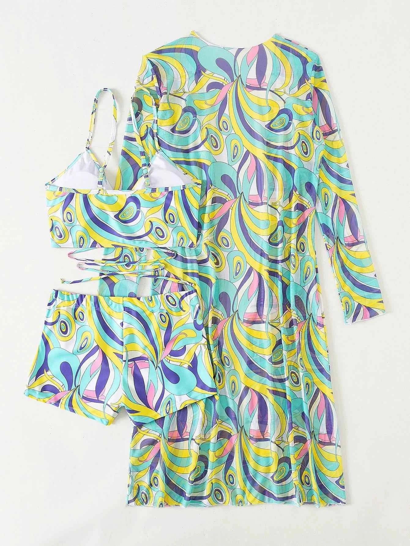 Sexy Print Bikini 2026 Women High Waist Swimsuit Cover Up Swimwear Female Lady Bathing Suit Swimming Summer Beachwear