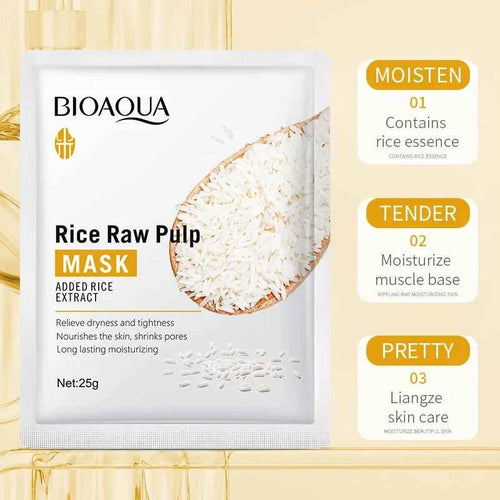 10pcs BIOAQUA Rice Raw Pulp Facial Masks skincare Moisturizing Firming Hydrating Face Mask Sheets Mask Korean Skin Care