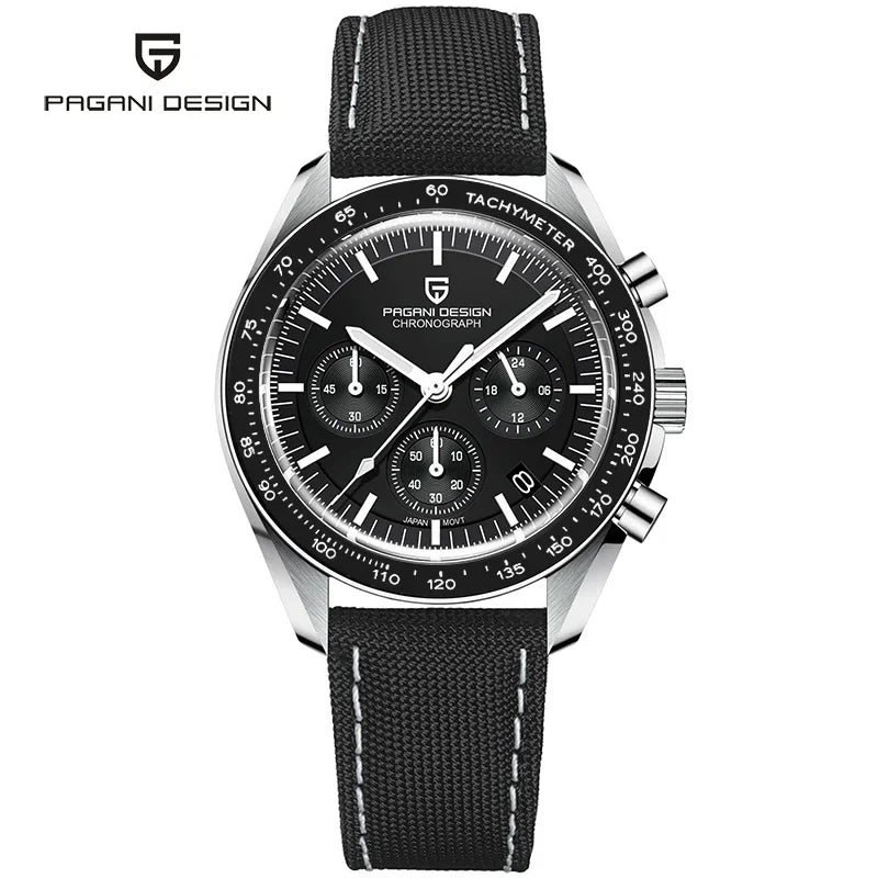 Black J Color Men's Chronograph Quartz Watch With Sapphire Crystal
