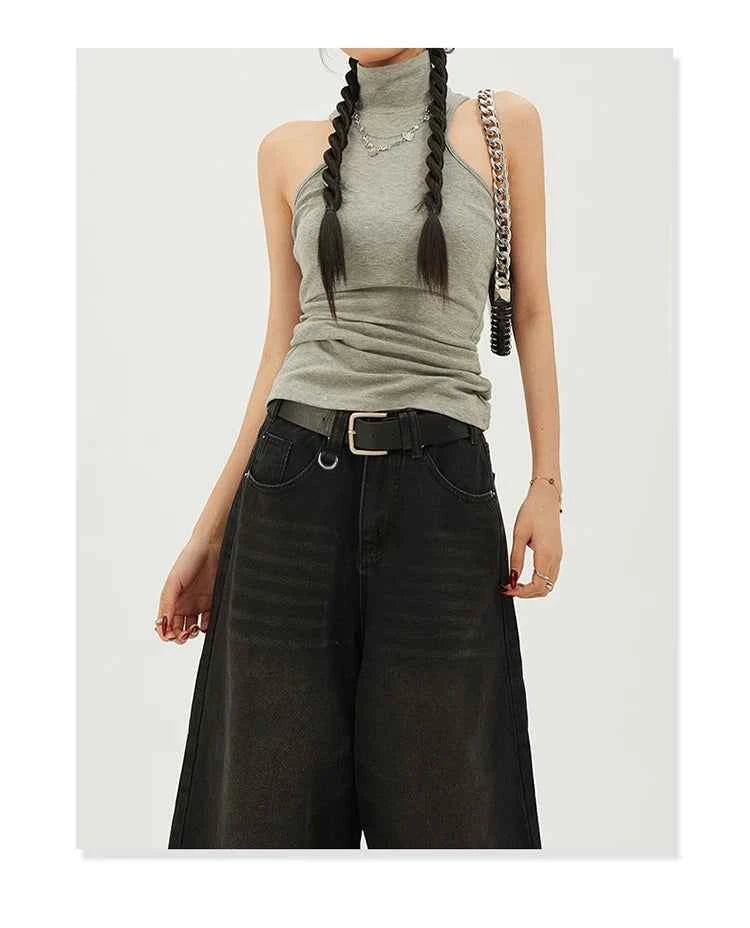 Fashion Harajuku Vintage High Waist 2000S Blue Denim Shorts Women's Casual Loose Fit Y2K Punk Streetwear Style Baggy Shorts