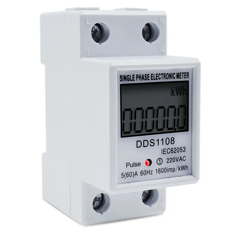 LCD Digital Display Power Consumption Meter Single Phase Energy Meter Watt Wattmeter kWh 230V AC 50Hz 60A Electric Din Rail