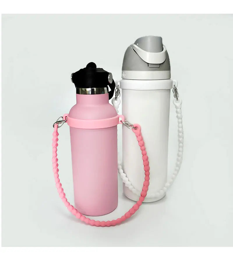 Water Bottle Handle - Soft Silicone Holder, Sling, Lanyard Fits Most 8-40oz Bottles