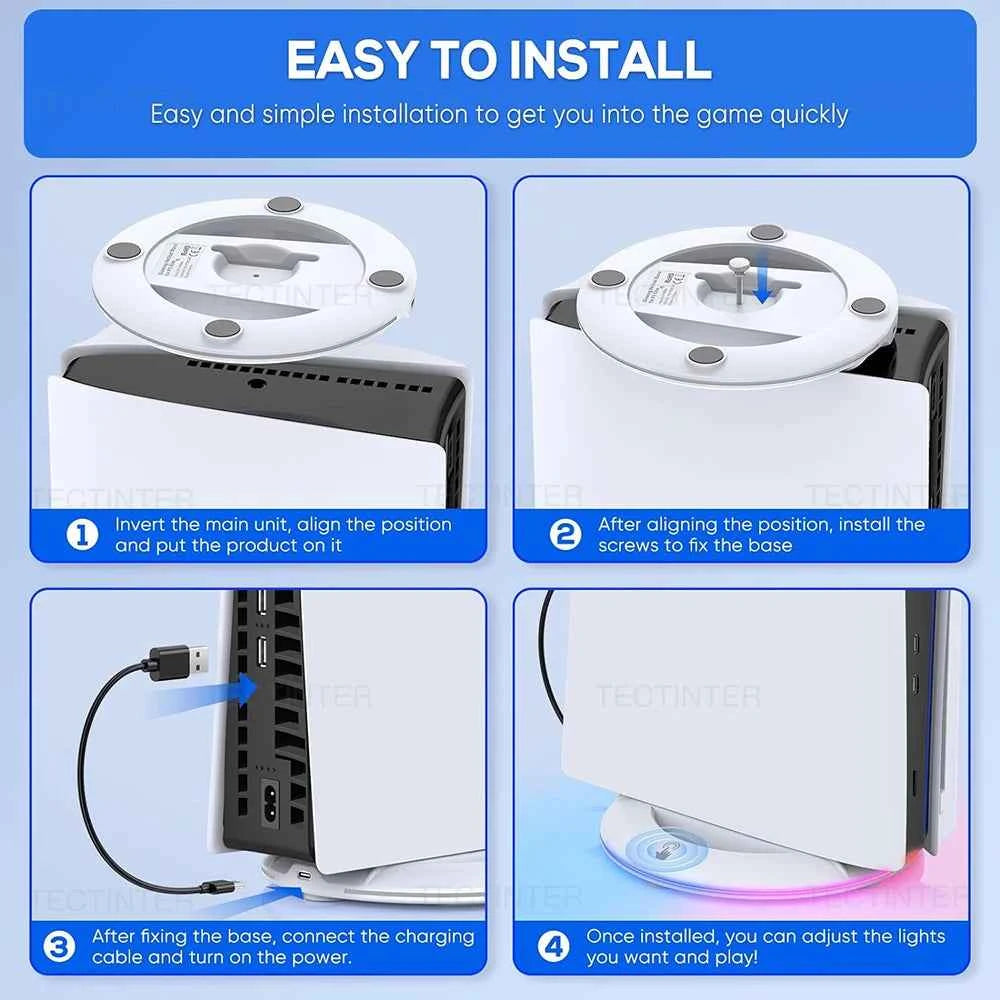 Vertical Cooling Stand for PS5 Slim / PS5 Pro Console Anti-Slip Base Bracket With RGB Light Holder for PS5 Slim Accessories