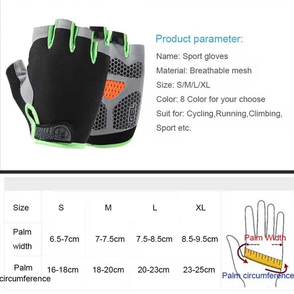 Weightlifti Gym Gloves Fitness Training Fingerless Women Men Bodybuilding Exercise Sports Gloves Cycling Anti Slip Breathable