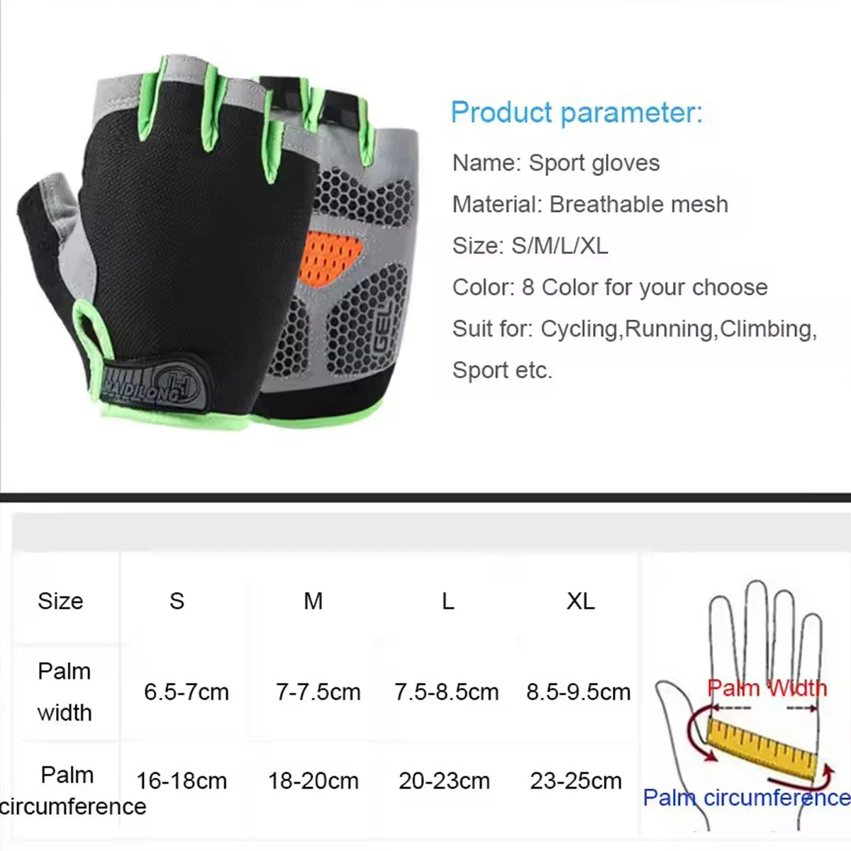 Weightlifti Gym Gloves Fitness Training Fingerless Women Men Bodybuilding Exercise Sports Gloves Cycling Anti Slip Breathable
