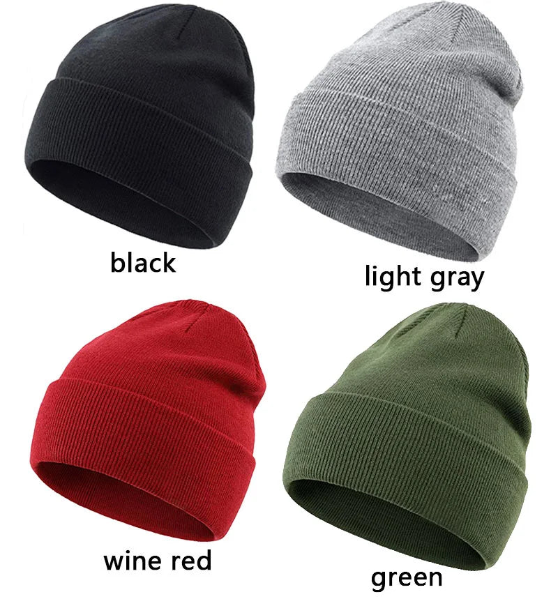 Solid Beanies Hat Women's Knitted Hats For Men Cap Autumn Ski Mask Female Bonnet Skull Skullies Knit Women Winter Beanie Hat Cap