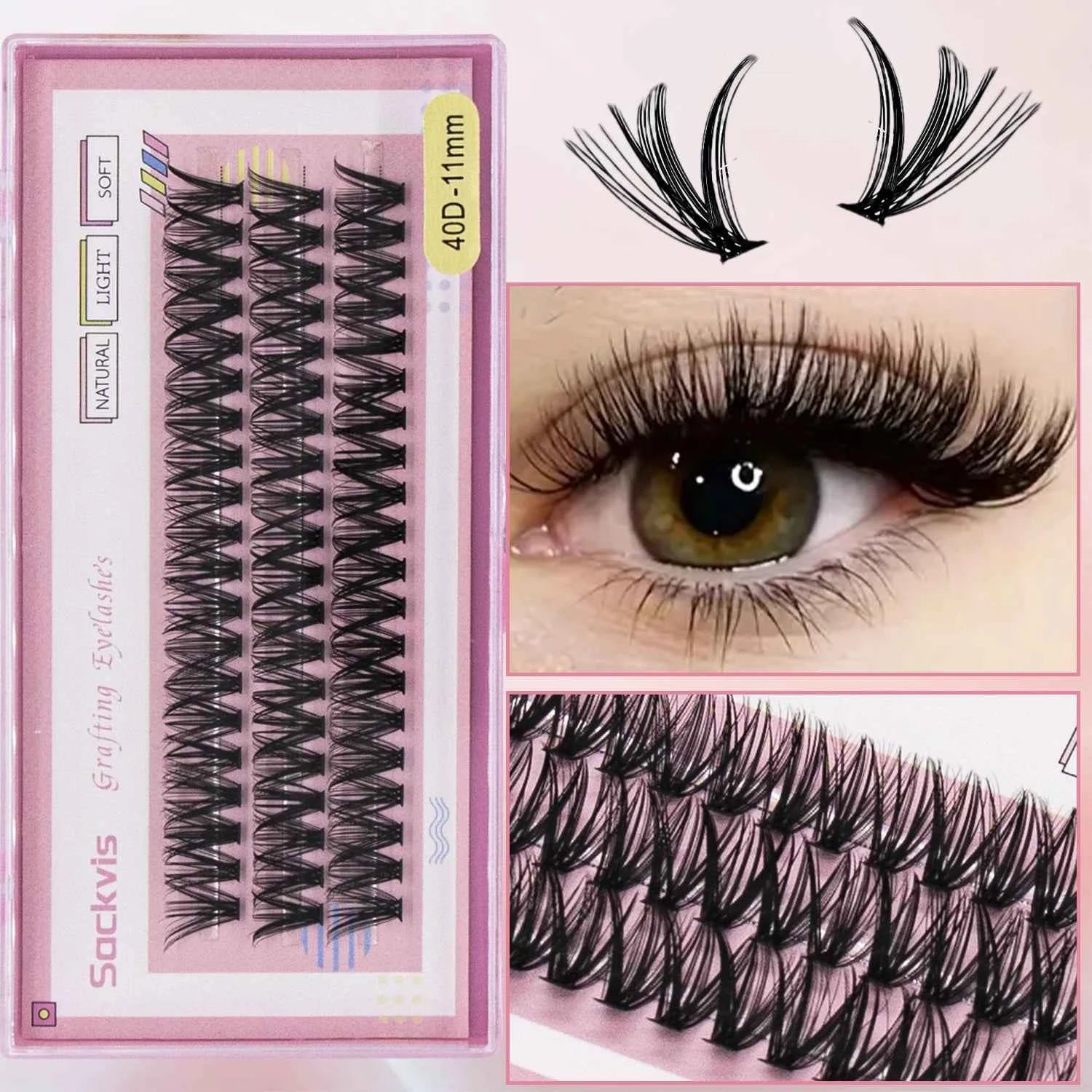 10 Boxes 40D 9-14mm C Curl Wholesale Individual Lashes Makeup False Eyelashes Extension Faux Mink Wispy Eyelash Tool Diy