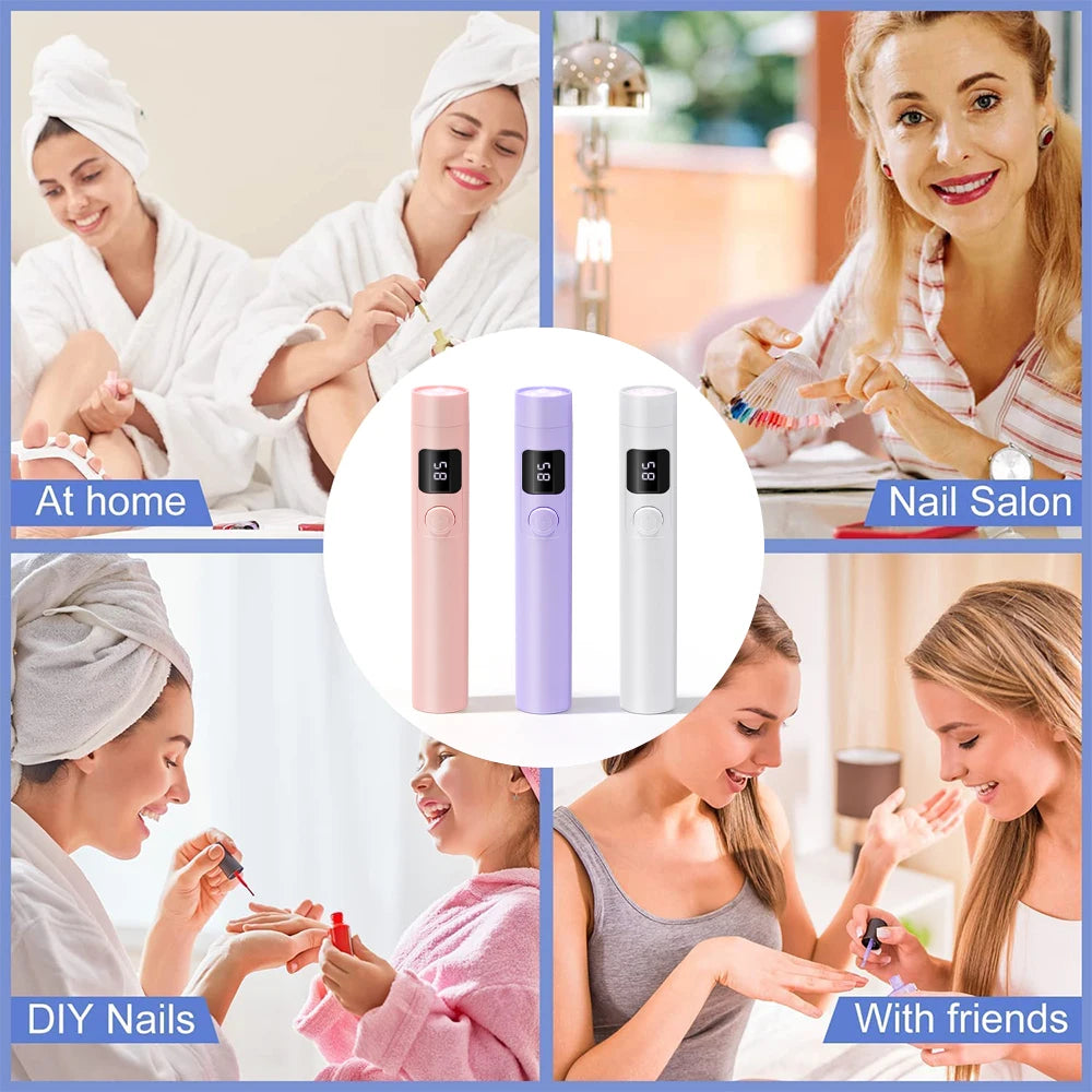 YIKOOLIN Portable Handheld UV Nail Lamp LED Mini Nail Dryer with LCD Screen USB for Gel Nails USB Rechargeable Nail Light