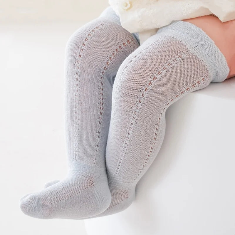 Baby Hollow Out Long Socks Breathable Mesh Cotton Boneless Knee High Sock Summer Thin Newborn Socks For Girls Boys 0-2Years Old