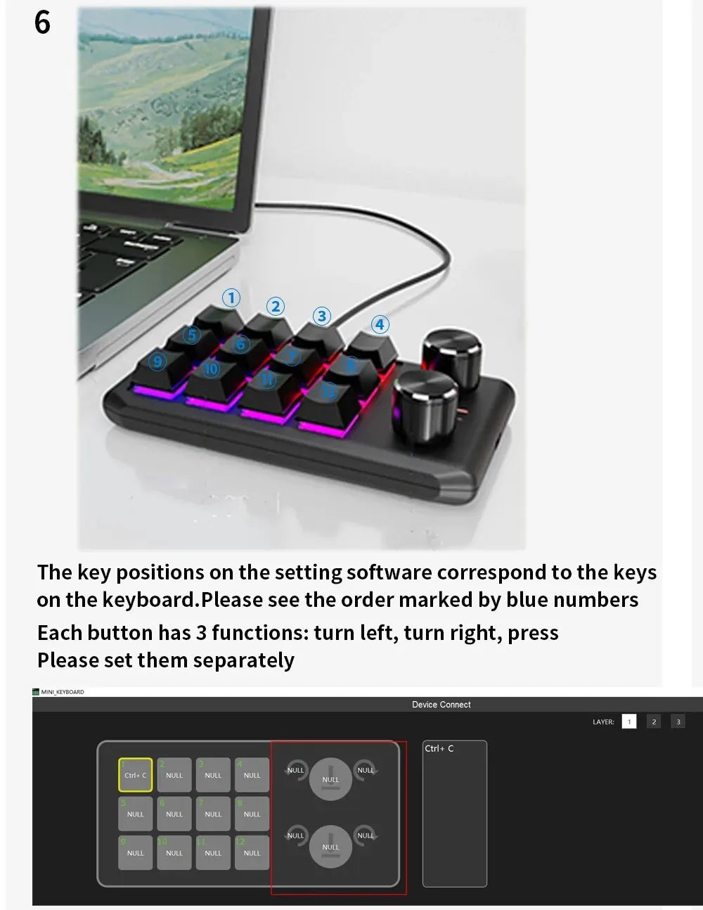 Programming Macro Custom 2 Knob Bluetooth Keyboard RGB 12 Key Copy Paste Mini Button Gaming Keypad Mechanical Hotswap Macropad