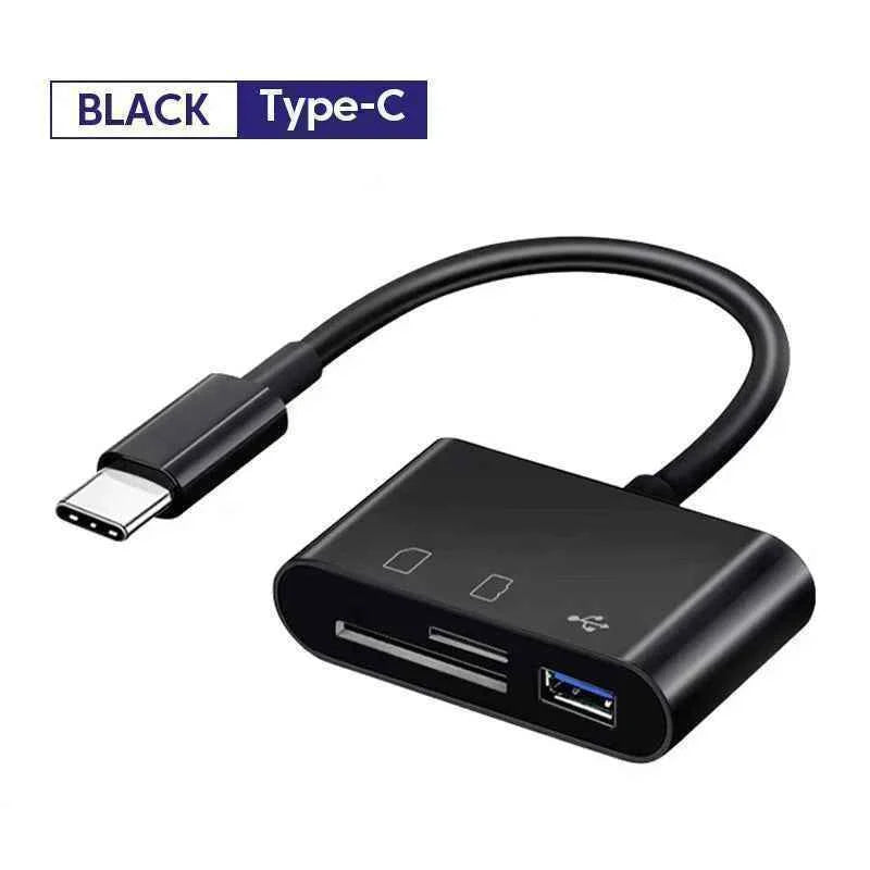 OTG Adapter Type C Plug TF/SD Card Reader For Xiaomi Oneplus iPhone OPPO POCO Cell phone Accessories 3 in 1 USB C to A Connector