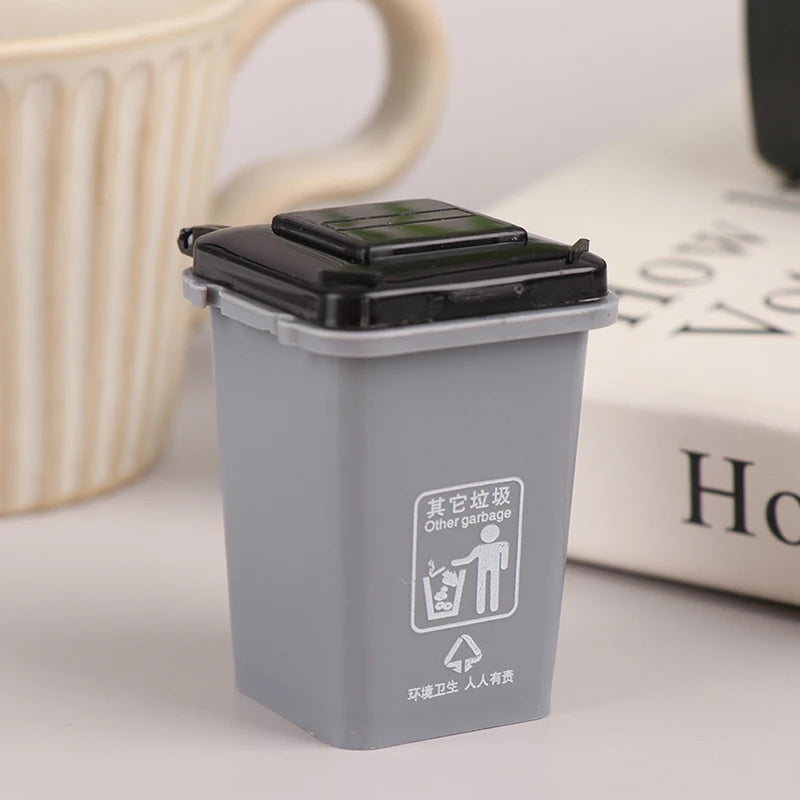 1:12 Dollhouse Furniture Toy Mini Trash Can Toy Garbage Truck Cans Curbside Vehicle Garbage Separation Bin Toys Kid Gift