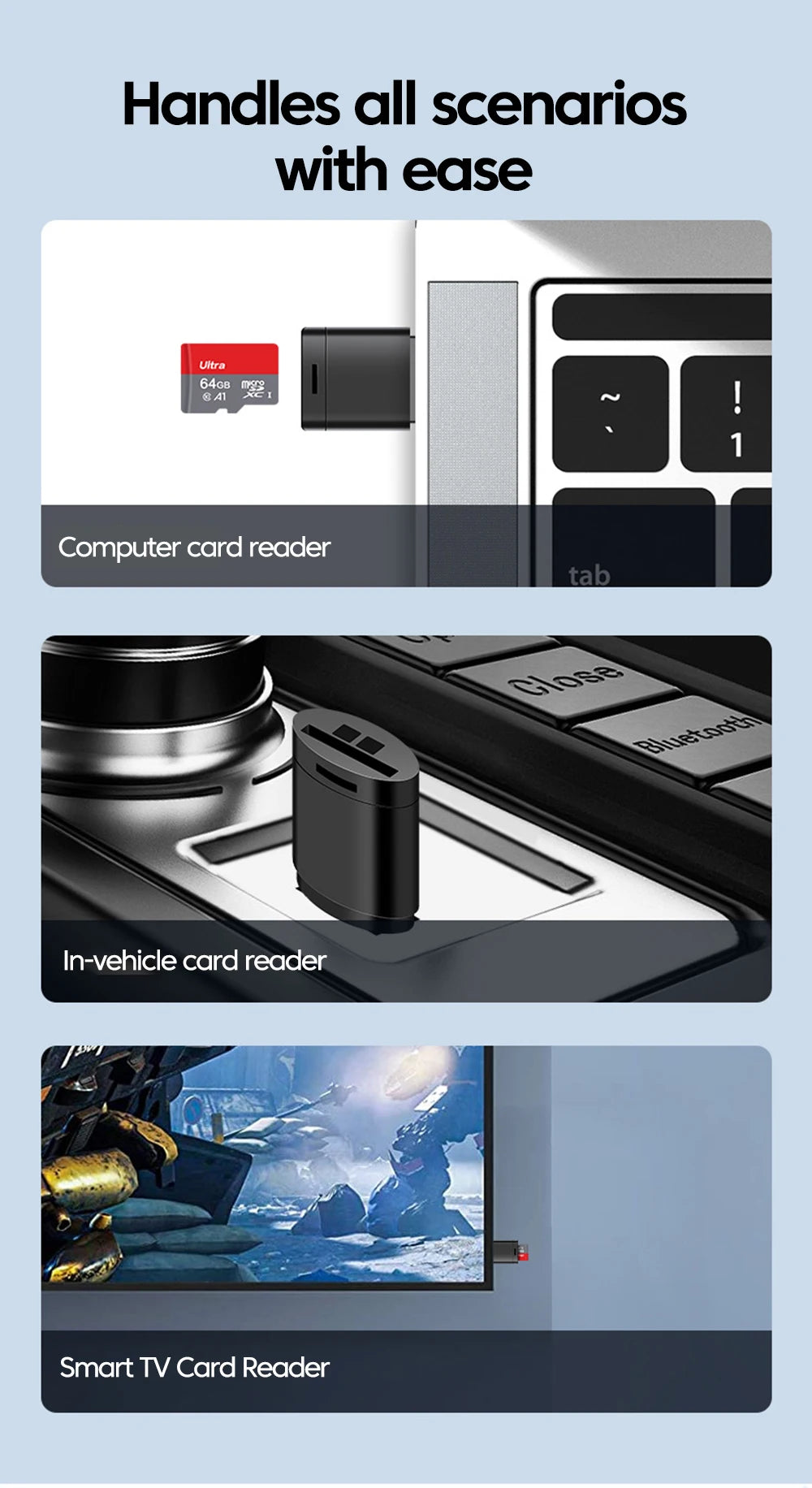 USB2.0 Mini Micro SD Card High Speed Memory Card Reader With TF Card Slot Max Compatible 2TB Portable Memory Card Reader Adapter