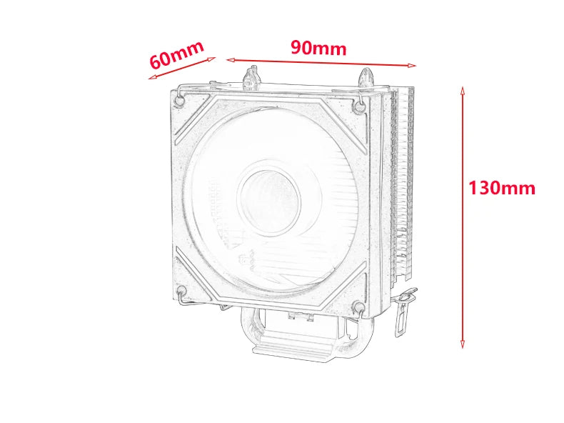 CPU Efficient Cooler Fan 90mm 4pin/PWM PC Tower Type Radiator 2/4/6 Heat Pipe Install LGA2011 X79 X99 115x 1200 1700 AMD AM3 AM4