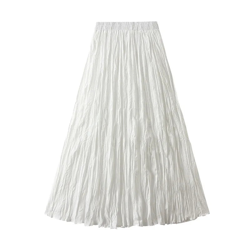 Fashion Pleated A-line Skirts for Women Casual Saia Midi Harajuku Long Skirt Jupe Femme Vintage Streetwear Faldas Woman Clothes