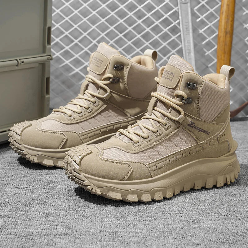 2026 New Outdoor Boots Men's High Top Thick Bottom Tactical Shoes Large Size 47 Hiking Sports Workwear Shoes 48 Casual Style