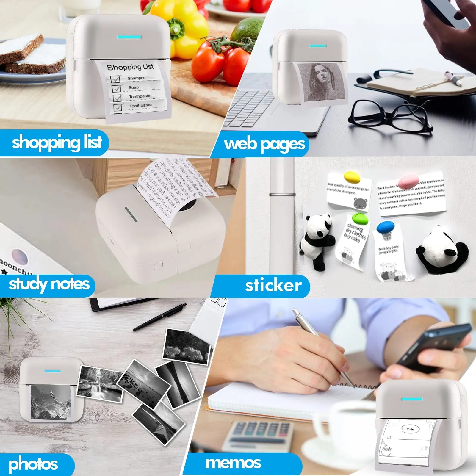 Thermal Portable Printer Mini Pocket Print Photo Thermal Label Printers With 57mm Printing Wireless BT Android And iOS Printers