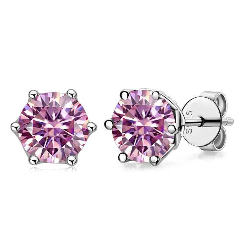 JoyceJelly 1/2/4CT VVS D Color Moissanite Russian Cut 8H8A Lab Diamond Stud Earrings For Women S925 Sterling Silver Fine Jewelry