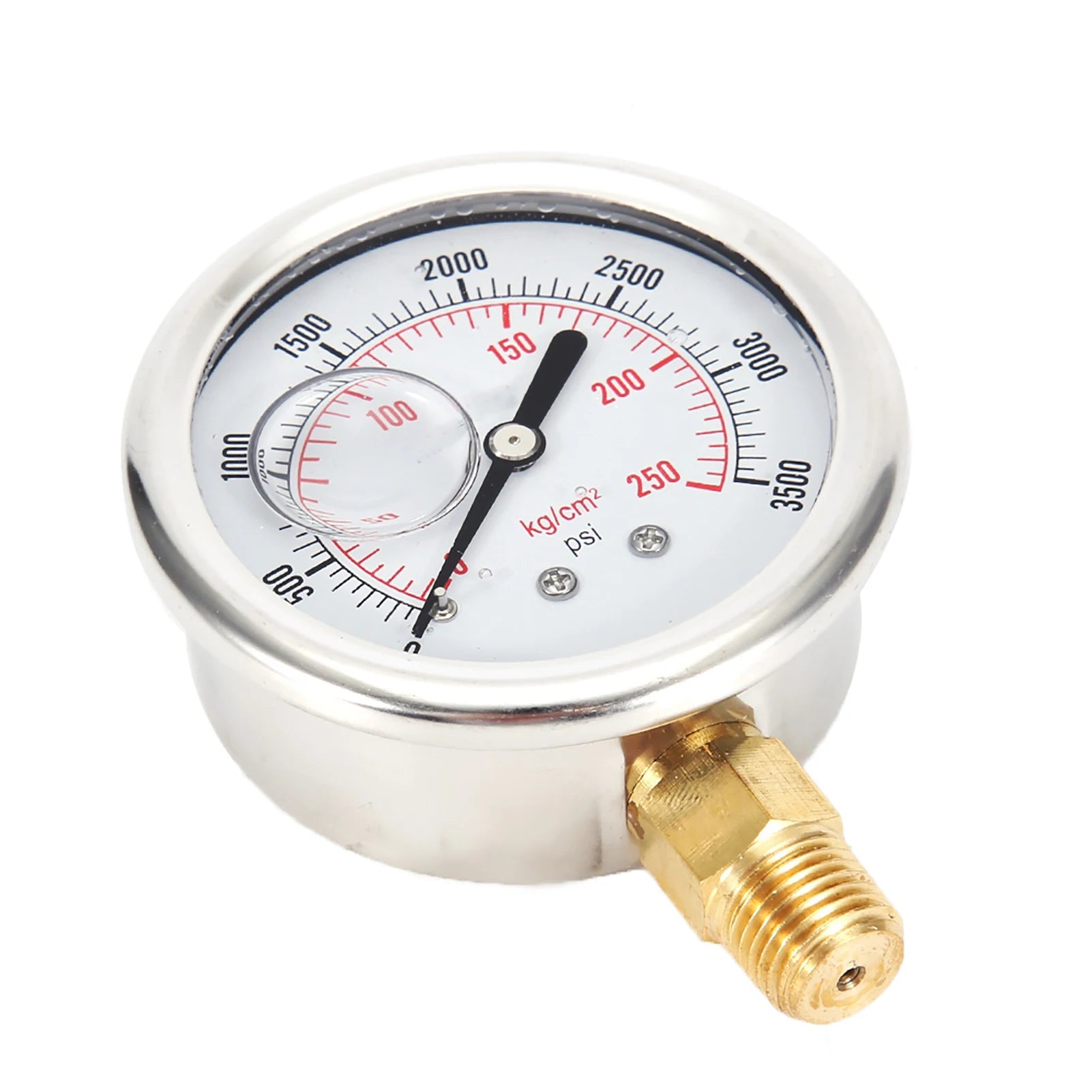 Fuel Pressure Gauge Fuel Pressure Liquid Filled Gauge Stainless Steel Hydraulic Liquid Filled Fuel Pressure Gauge 0-3500 PSI