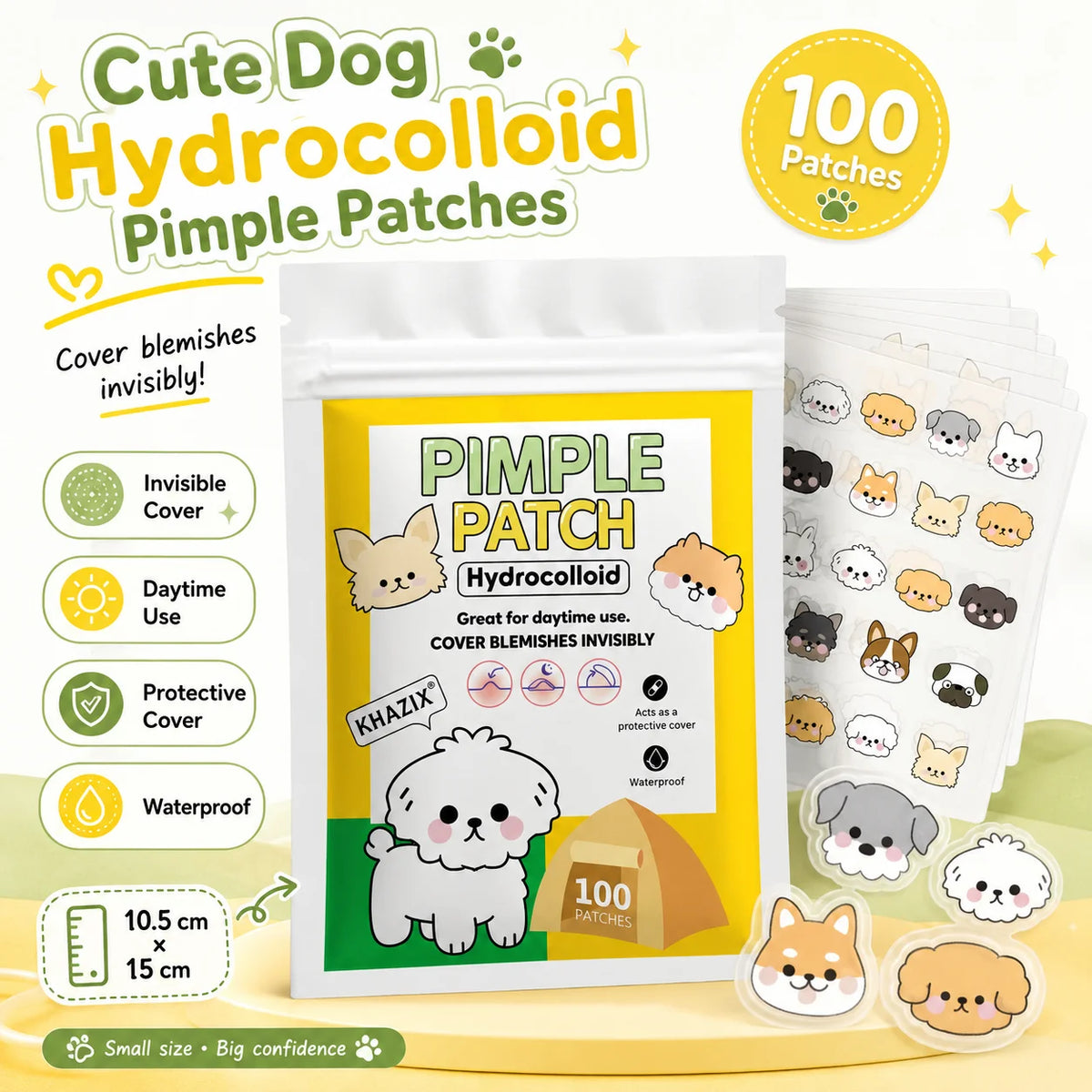 Cute Dog Hydrocolloid Pimple Patches – Waterproof Acne Dots