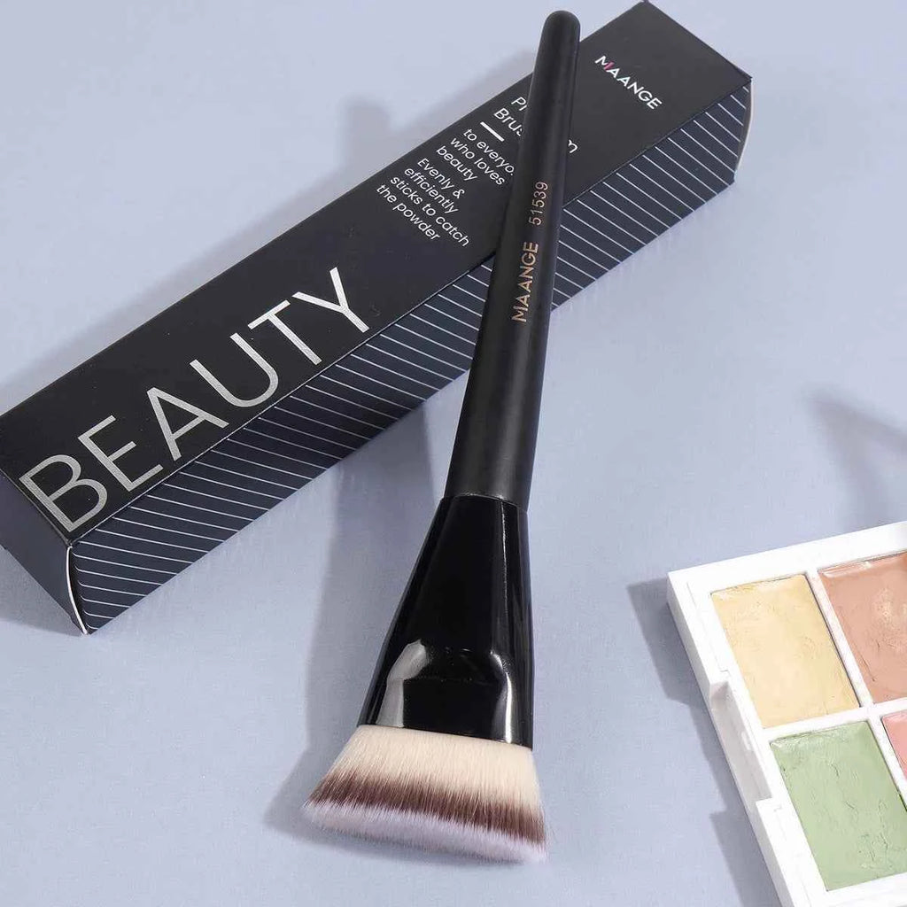 MAANGE Single Flat Round Tube Flat Head Foundation Brush With Box Powder Blush Concealer Makeup Brush Skin-friendly Makeup Tool