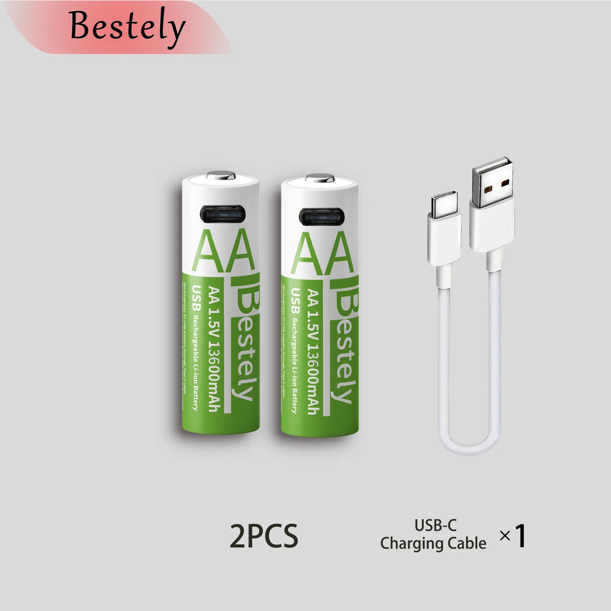 2 pcs batteries Color 1.5V AA USB Rechargeable Lithium Battery 13600mAh
