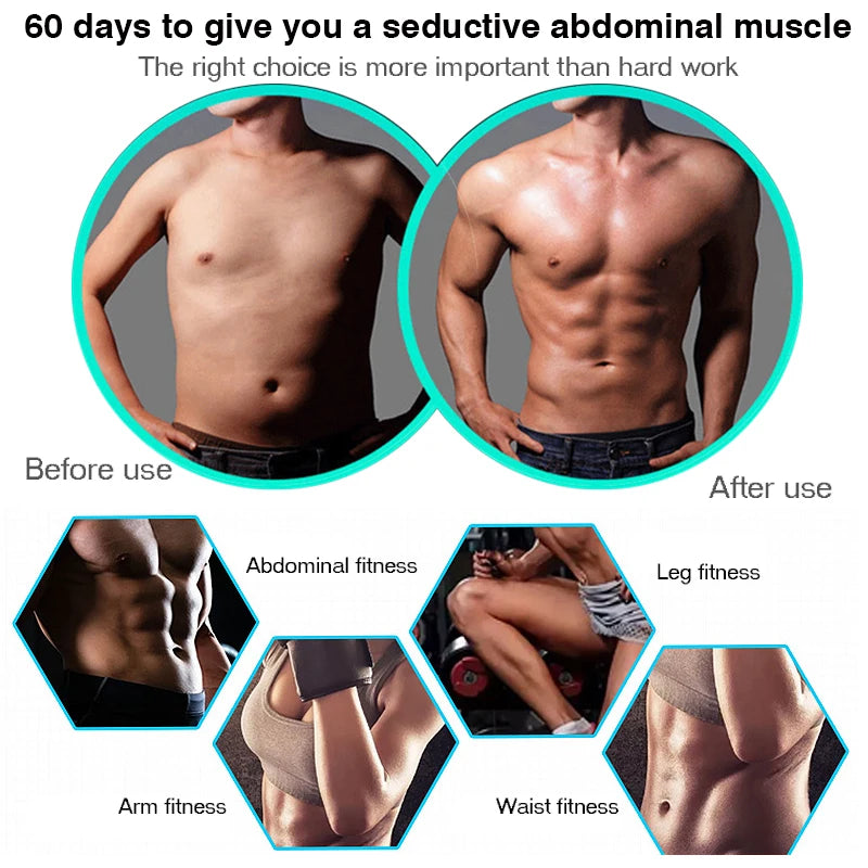 Electric Muscle Stimulator EMS Abdomen Buttocks Arm Trainer Weight Loss Exerciser Sticker Wireless Body Slimming Massager
