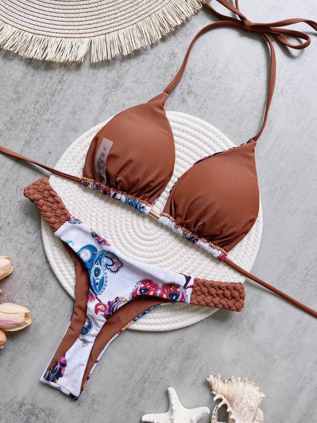 RUOTONSEPT Print Halter Mini Thong High Cut Bikini Female Swimsuit Women Swimwear Two-pieces Bikini set Bather Bathing Suit Swim