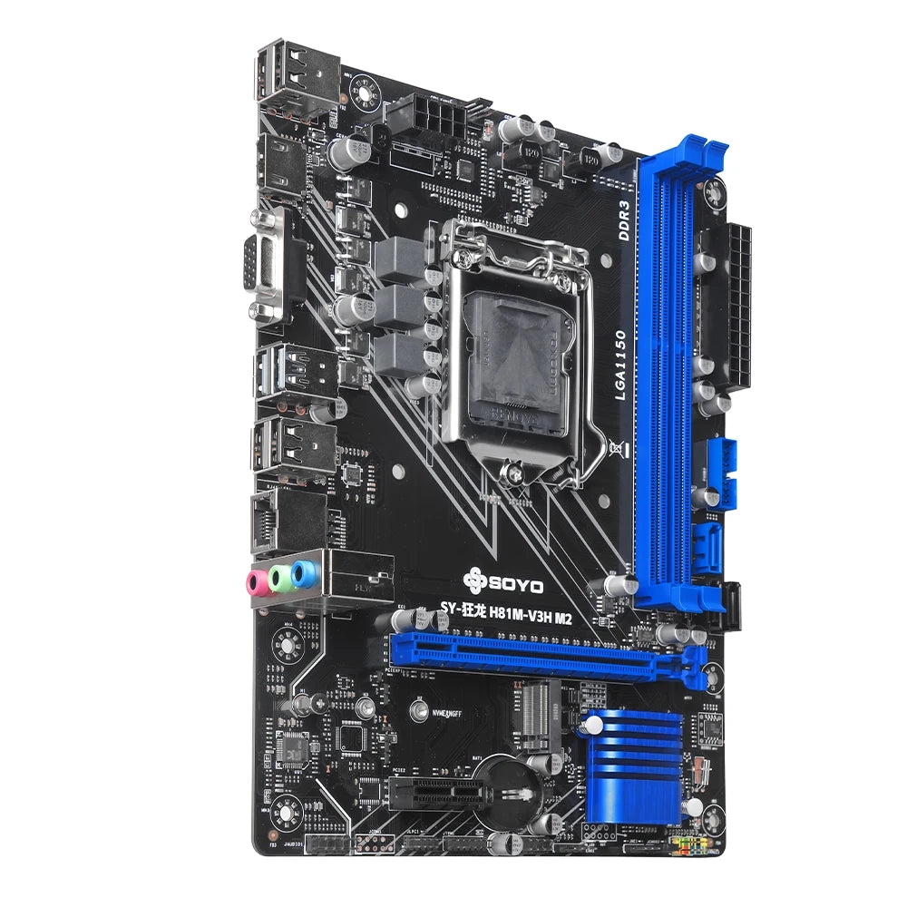 H81M Gaming Motherboard TPM GDDR3 i3 4160 CPU 8G*1 ram comboIntel Kit xeon B85 LGA1150 PCIe3.0x16 M.2 SATA3.0 8pin HDMI VGA SOYO