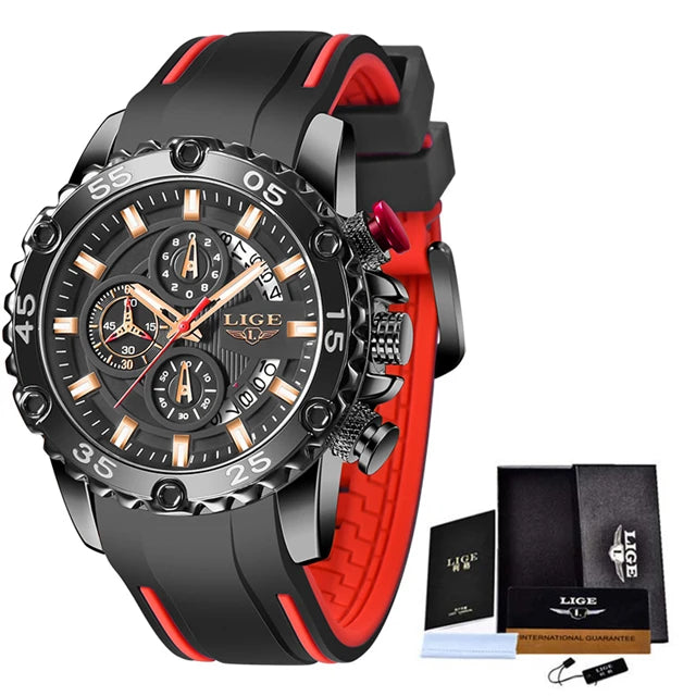 New Blue Watch LIGE Mens Watches Top Brand Luxury Big Dial Military Clock Quartz Watch Waterproof Sport Chronograph Erkek Saati