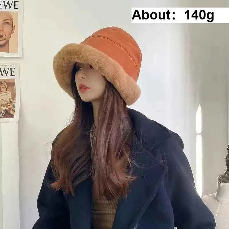 Adding Thick Plush Autumn/winter Hat To Keep Warm for Girl Cold Resistant Ear Protection Hat Curled Fisherman's Winter Hat
