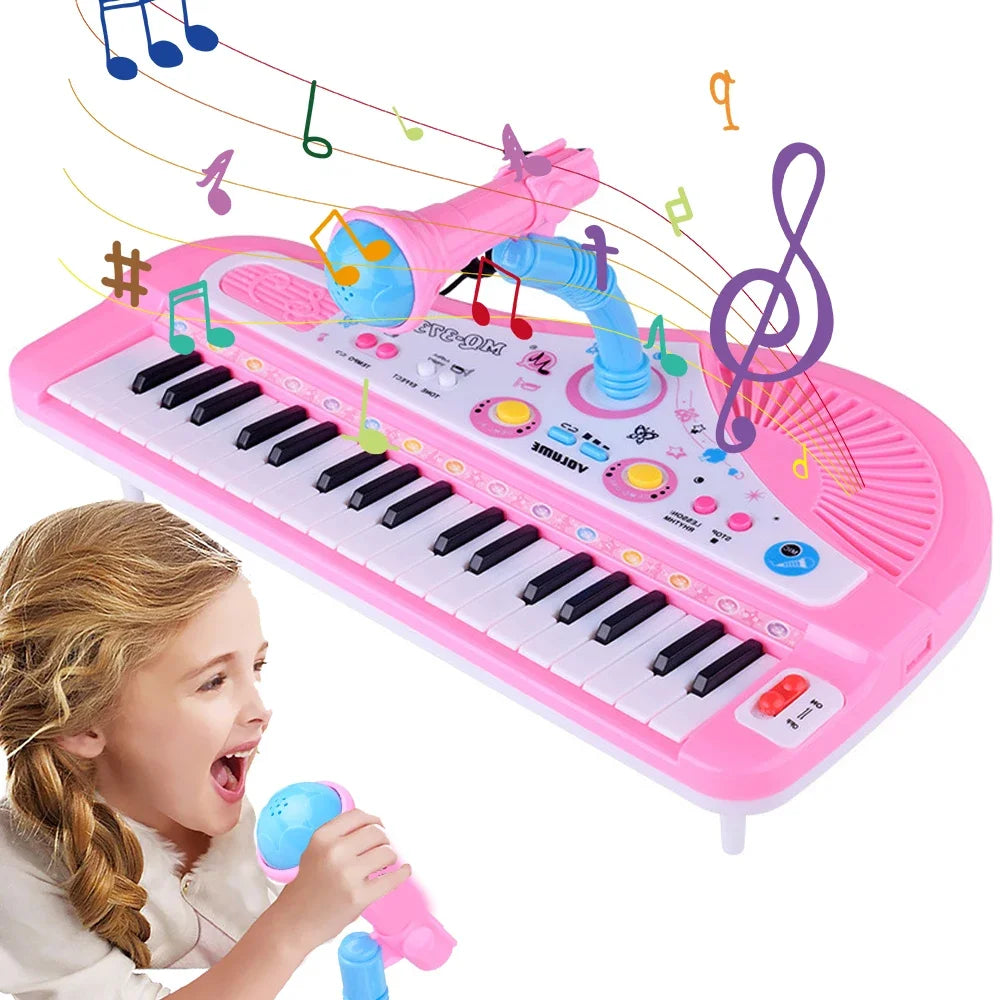 Chriyungel 37 Keys Kids Electronic Keyboard Piano with Microphone Musical Instrument Educational Toys Gift for Boy Girl Toddler