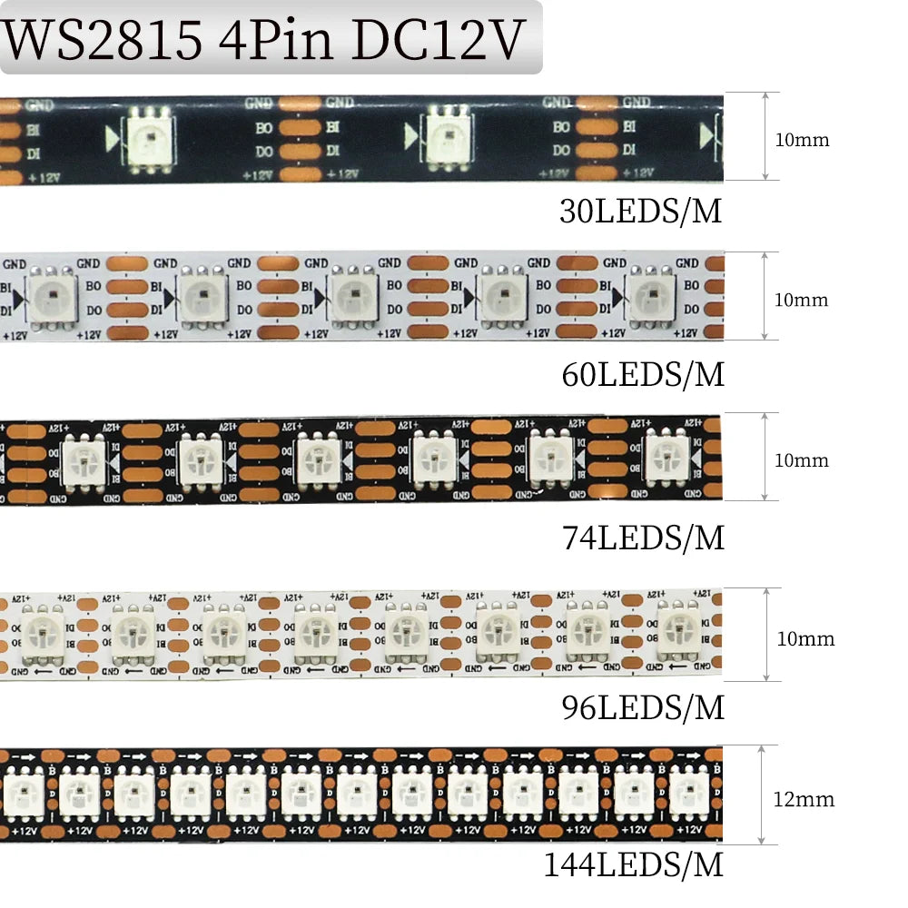 1-5M 144Leds/m WS2812B WS2813 WS2815 Led Strips 5050RGB Programmable Colored Running Flowing Led Strip Lights Led Ribbon DC5-12v