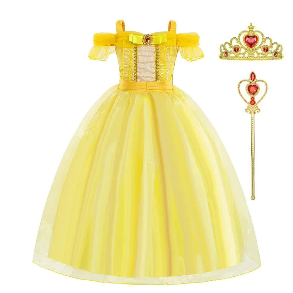 Kids Belle Costume Girl Halloween Princess Cosplay Party Dress Children Birthday Clothes Carnival Fancy Dress