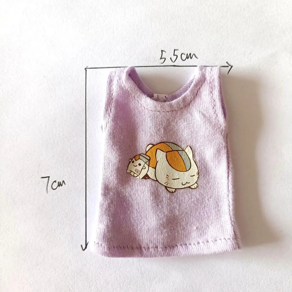 NEW Blyth Clothes T-Shirt Vest   Cute Cat print Vest clothes for Blyth, Momoko, Obistu, Licca , FR 1/6 Dolls Accessories