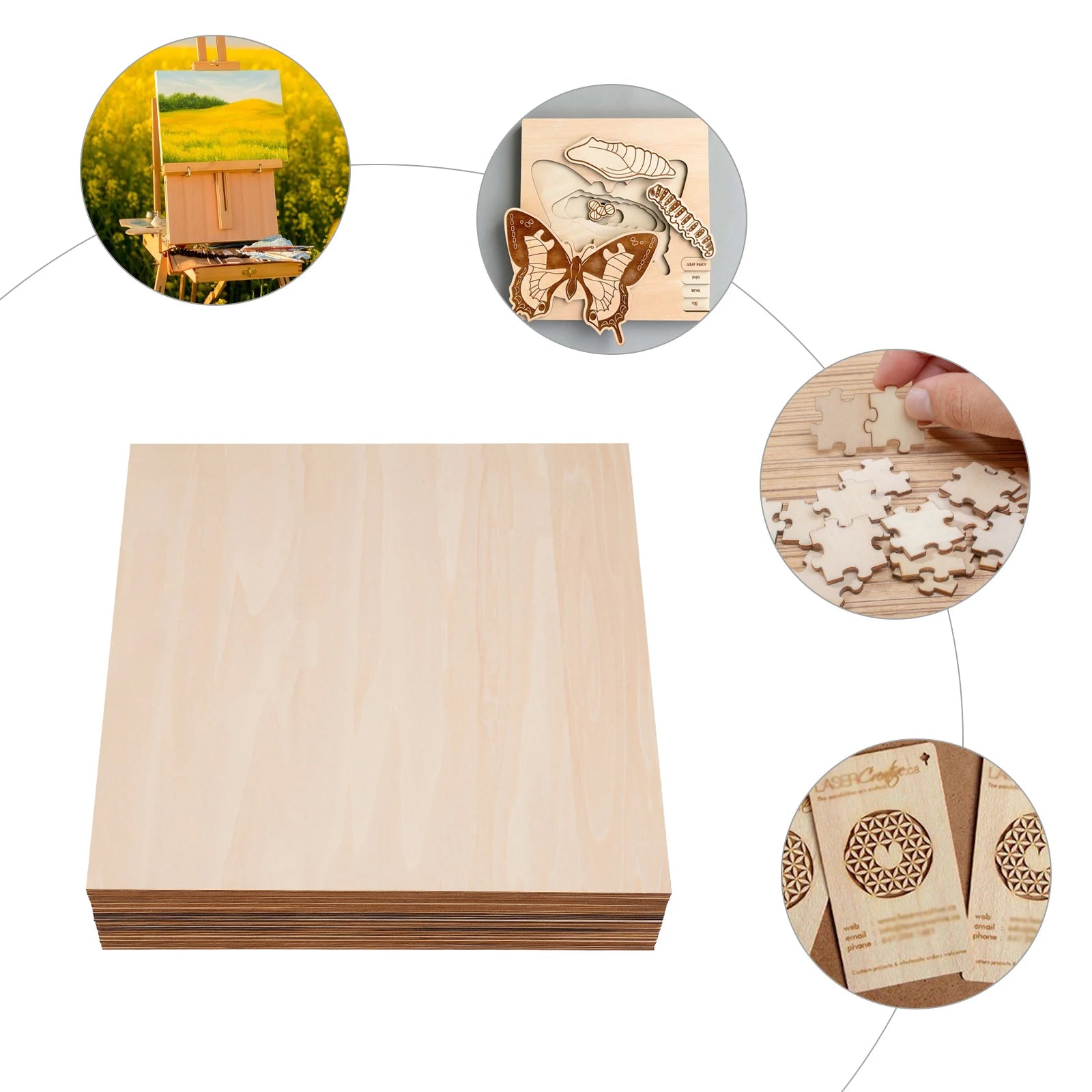 30Pcs Basswood Sheets 3mm Thick, 30x30cm/40x40cm Board for Wood DIY Home Decor, Square Blank Wooden Plywood Panels for Engraving