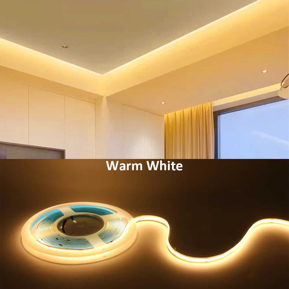 FOB COB LED Strip Lights 12V 2M 3M 5M High Density Flexible Diode Tape Light 3000K 6000K Linear Dimmable 12 Volt Home Decoration