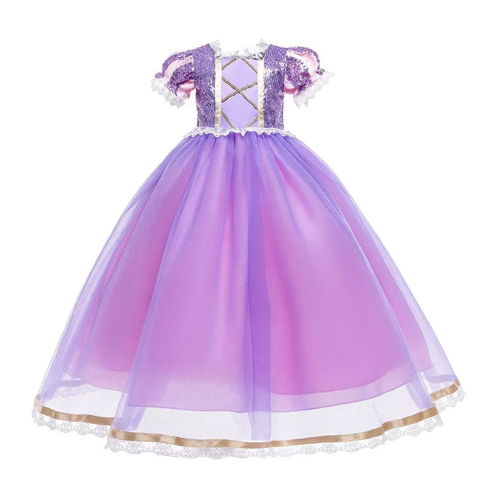 Girl Princess Cinderella Dress Elsa Anna Mermaid Jasmine Belle Snow White Costume Girls Birthday Party Halloween Dress 2-10 Year