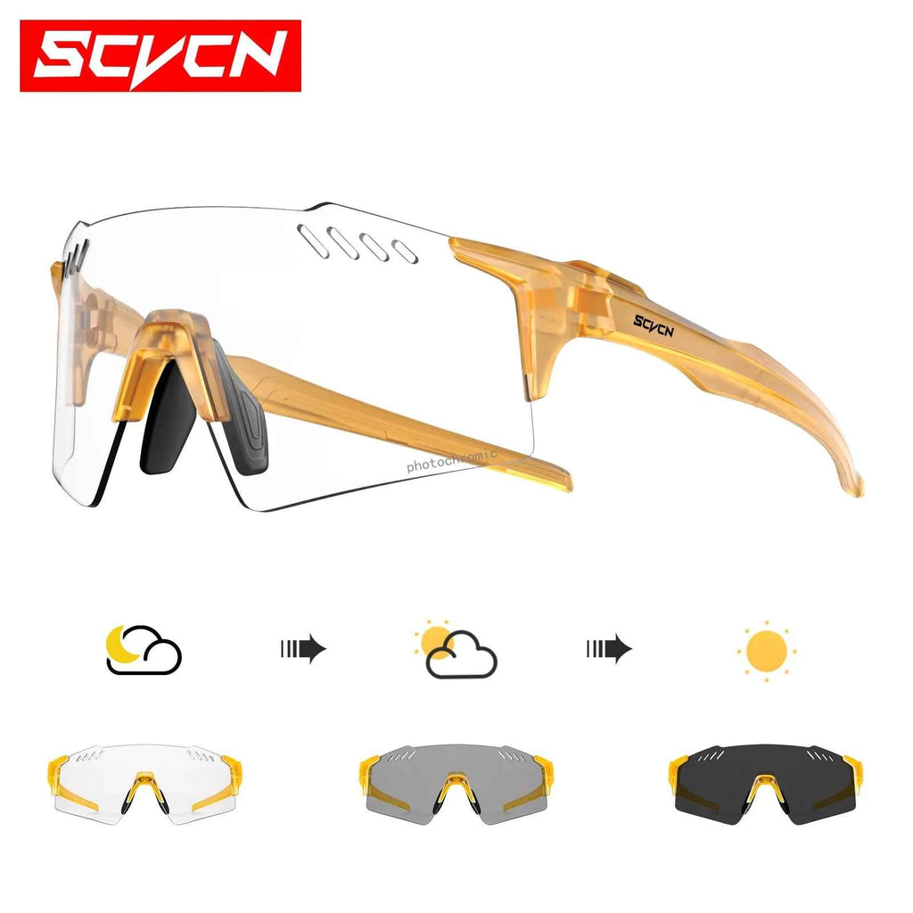 SCVCN Photochromic bike Cycling glasses UV400 Bicycle riding Eyewear Sports MTB Outdoor Sports Golf Camping Driving Eyepieces