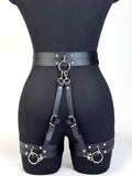 Jarretelles en cuir PU pour femmes, style gothique punk, ceinture de harnais ajustable en cuir PU.